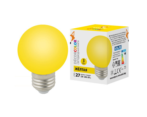 LED-G60-3W/YELLOW/E27/FR/С