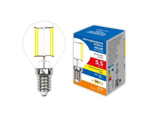 LED-G45-5,5W/3000K/E14/CL/SLF