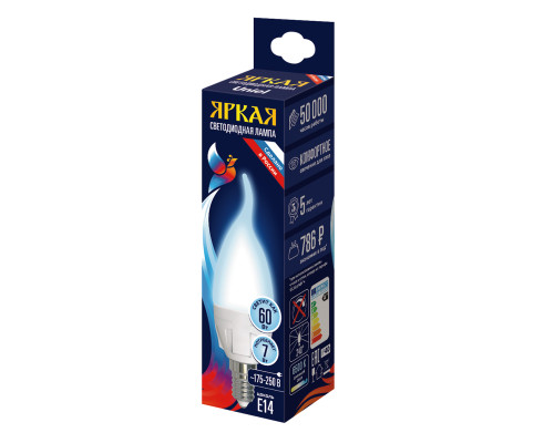 LED-CW37 7W/6500K/E14/FR PLP01WH