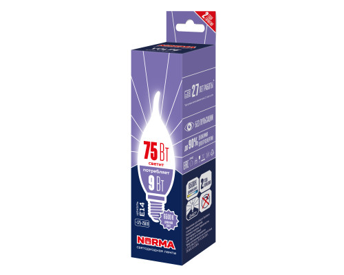 LED-CW37-9W/6500K/E14/FR/NR