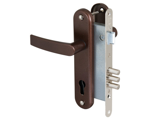 Корпус Sam (Сам) врезного замка с защёлкой в комплекте с ручкой ЗВ4-3 (медный антик) /78103/