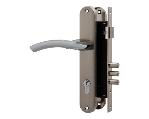 Замок цилиндровый Fuaro (Фуаро) с в комплекте с ручкой LOCKSET.9013 (SET F9011) SN/CP мат.никель