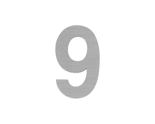 Цифра Fuaro (Фуаро) &quot 9&quot самоклеящаяся SS304 (50х30) (FUARO) SSC сатинированный хром