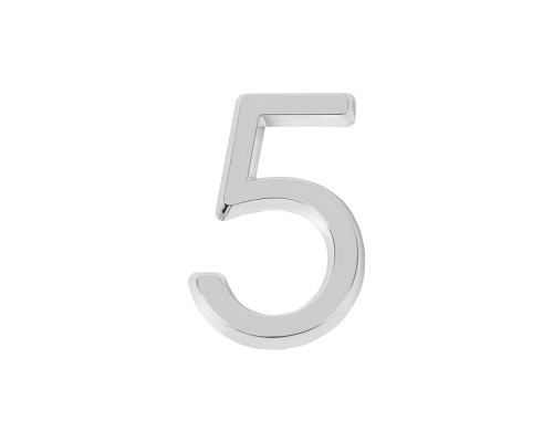 Цифра Fuaro (Фуаро) &quot 5&quot самоклеящаяся ABS (50х37) (FUARO) CP хром