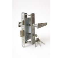 Замок Zenit (Зенит) врезной цилиндровый с защёлкой в комплекте с ручкой ЗВ4-3.01 (никель), 4 кл. 