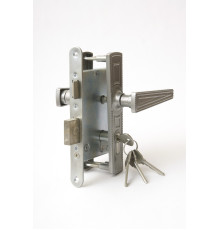 Замок Zenit (Зенит) врезной цилиндровый с защёлкой в комплекте с ручкой ЗВ4-3.01 (никель), 4 кл. 