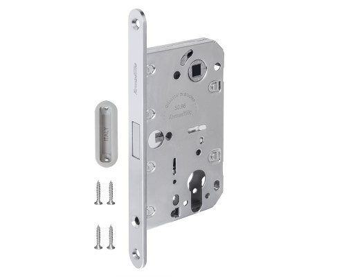 Замок Armadillo (Армадилло) межкомнатный магнитный под цилиндр с ответной планкой GRAVITY G02.196.50.85 CP хром