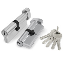 Цилиндровый Fuaro (Фуаро) механизм (100 ZM/80) 1000ZMKnob80(40+10+30) CP хром 5Key с вертушкой 
