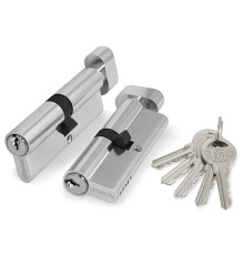 Цилиндровый Fuaro (Фуаро) механизм (100 ZM/80) 1000ZMKnob80(40+10+30) CP хром 5Key с вертушкой 