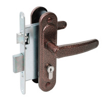 Замок Absolyute (Абсолют) врезной цилиндровый с защёлкой в комплекте с ручкой ЗВ4-3/03 (медь антик), 4 кл. 