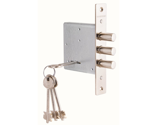 Замок Guardian (Гардиан) врезной сувальдный ЗВ 10.01 (без отв. планки), 4 кл. (длинный кл. 60 мм) /128:3356/