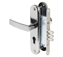 Корпус Sam (Сам) врезного замка с защёлкой в комплекте с ручкой ЗВ4-31/55 РФ55-022 (черн жемчуг) /78927/ 