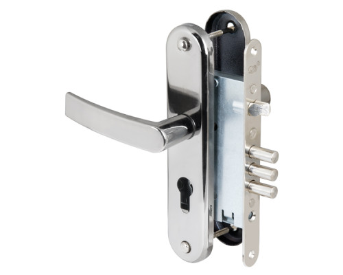 Корпус Sam (Сам) врезного замка с защёлкой в комплекте с ручкой ЗВ4-31/55 РФ55-022 (черн жемчуг) /78927/