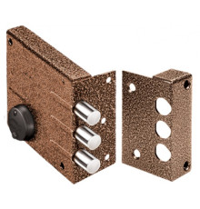 Замок Elbor (Эльбор) накладной Кремень 1.04.52.МА никель, сув., 3 риг., медный антик 