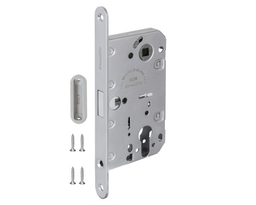 Замок Armadillo (Армадилло) межкомнатный магнитный под цилиндр с ответной планкой GRAVITY G02.190.50.85 MWSC итал тисненый