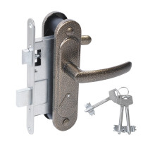 Замок Absolyute (Абсолют) врезной сувальдный с защёлкой в комплекте с ручкой ЗВ9.2-08 (бронза), 3 кл. 