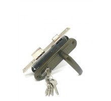 Замок Zenit (Зенит) врезной цилиндровый с защёлкой в комплекте с ручкой ЗВ7-70.4-02 (бронза), 5 кл. 