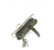 Замок Zenit (Зенит) врезной цилиндровый с защёлкой в комплекте с ручкой ЗВ7-70.4-02 (бронза), 5 кл. 