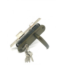 Замок Zenit (Зенит) врезной цилиндровый с защёлкой в комплекте с ручкой ЗВ7-70.4-02 (бронза), 5 кл. 