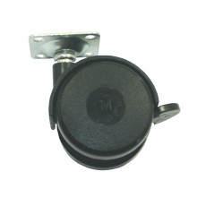 Опора колесная с площадкой, d=50, h=65 с фиксатором, пластмасса черная