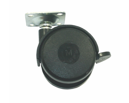 Опора колесная с площадкой, d=50, h=65 с фиксатором, пластмасса черная