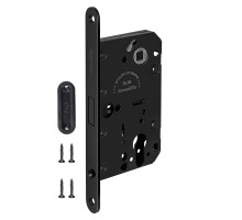 Замок Armadillo (Армадилло) межкомнатный магнитный под цилиндр с ответной планкой GRAVITY G02.196.50.85 BL черный 