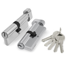 Цилиндровый Fuaro (Фуаро) механизм (100 ZM/70) 1000ZMKnob70(30+10+30) CP хром 5Key с вертушкой 