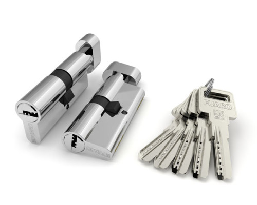 Цилиндровый Fuaro (Фуаро) механизм (R602/60) R6002Knob60(25+10+25) CP хром 5Key с вертушкой