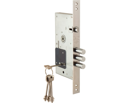 Замок Kale kilit (Кале килит) врезной сувальдный с защёлкой 252/RL (тех. комплектация), 4 кл. (кл. 60 мм)