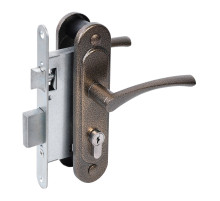 Замок Absolyute (Абсолют) врезной цилиндровый с защёлкой в комплекте с ручкой ЗВ4-3/07 (бронза антик), 4 кл. 