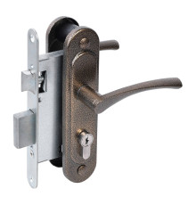 Замок Absolyute (Абсолют) врезной цилиндровый с защёлкой в комплекте с ручкой ЗВ4-3/07 (бронза антик), 4 кл. 