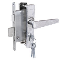 Замок Zenit (Зенит) врезной цилиндровый с защёлкой в комплекте с ручкой ЗВ4-3.01 (хром), 4 кл. 