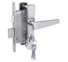 Замок Zenit (Зенит) врезной цилиндровый с защёлкой в комплекте с ручкой ЗВ4-3.01 (хром), 4 кл. 