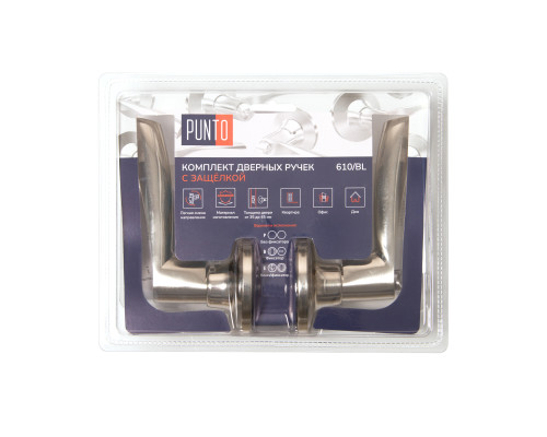 Ручка Punto (Пунто) защелка DK610/BL SN-BK (фик.) мат.никель