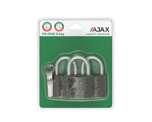 Набор Ajax (Аякс) замков навесных PD-0150 (3 locks+5 keys) blister