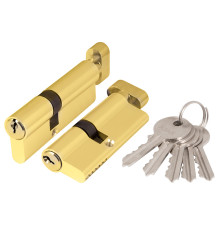 Цилиндровый Ajax (Аякс) механизм (AX102/60) AX1002Knob60 (25+10+25) PB латунь с вертушкой 