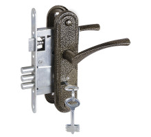 Замок Zenit (Зенит) врезной сувальдный с защёлкой в комплекте с ручкой ЗВ9-4-2 (бронза), 3кл. 