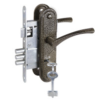 Замок Zenit (Зенит) врезной сувальдный с защёлкой в комплекте с ручкой ЗВ9-4-2 (бронза), 3кл. 