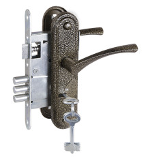 Замок Zenit (Зенит) врезной сувальдный с защёлкой в комплекте с ручкой ЗВ9-4-2 (бронза), 3кл. 