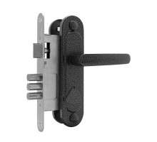 Замок Omega (Омега) врезной сувальдный с защёлкой в комплекте с ручкой ЗВ9.1-01 (серебро), 3 кл. 