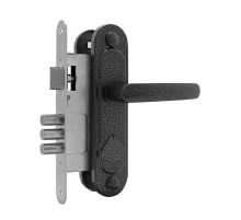 Замок Omega (Омега) врезной сувальдный с защёлкой в комплекте с ручкой ЗВ9.1-01 (серебро), 3 кл. 