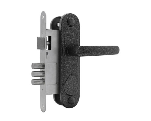 Замок Omega (Омега) врезной сувальдный с защёлкой в комплекте с ручкой ЗВ9.1-01 (серебро), 3 кл.