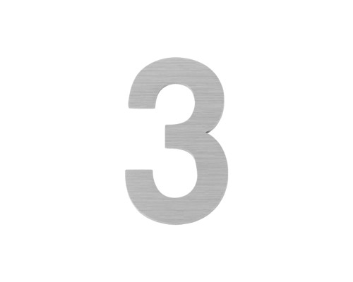 Цифра Fuaro (Фуаро) &quot 3&quot самоклеящаяся SS304 (50х30) (FUARO) SSC сатинированный хром