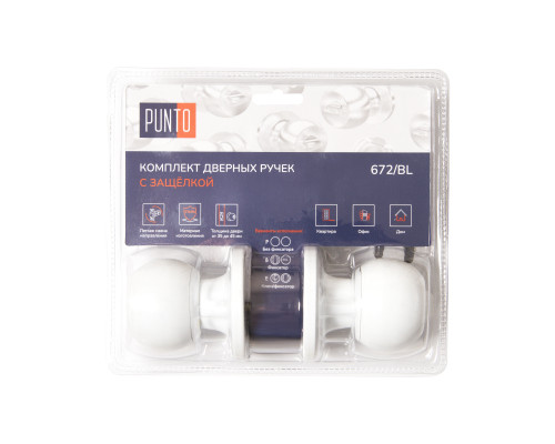 Ручка Punto (Пунто) защелка DK672/BL WH-ET (кл./фик.) белый