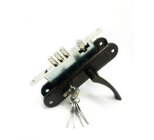 Замок Zenit (Зенит) врезной цилиндровый с защёлкой в комплекте с ручкой ЗВ4.009/17 (медь), 4 кл. 