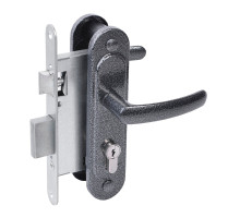 Замок Absolyute (Абсолют) врезной цилиндровый с защёлкой в комплекте с ручкой ЗВ4.2-08 (серебро антик), 4 кл. 