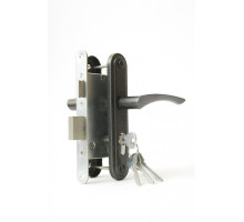 Замок Zenit (Зенит) врезной цилиндровый с защёлкой в комплекте с ручкой ЗВ4-3.07 (серебро), 4 кл. 