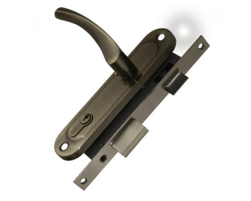 Замок Punto (Пунто) цилиндровый в комплекте с ручкой LOCKSET16.CRONA.4070-1 (KIT P16 4070 CRONA) AB бронза