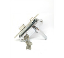 Замок Zenit (Зенит) врезной цилиндровый с защёлкой в комплекте с ручкой ЗВ7-70.4-02 (хром), 5 кл. 