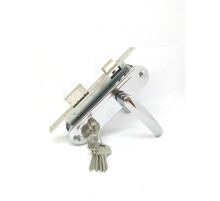 Замок Zenit (Зенит) врезной цилиндровый с защёлкой в комплекте с ручкой ЗВ7-70.4-02 (хром), 5 кл. 